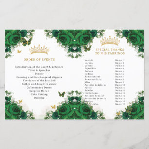 Quinceañera Emerald Floral Butterflies Program