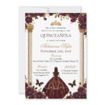 Quinceañera Emerald Gold Burgundy Roses Princess