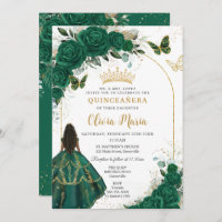 Quinceañera Emerald Green Floral Brown Princess