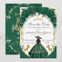 Quinceañera Emerald Green Floral Charro Horses