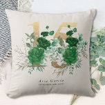 Quinceanera Emerald Green Floral Gold Number 15 Cushion<br><div class="desc">Personalised 15th Birthday pillow - beautiful keepsake gift to celebrate the Quinceañera of a special young woman. The design has a gold number 15 adorned with beautiful emerald green rose blooms, greenery and foliage on a neutral creamy beige background. The template is set up ready for you to personalise, with...</div>