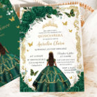 Quinceañera Emerald Green Floral Princess Gold