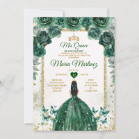 Quinceañera Emerald Green & Gold Crown Birthday