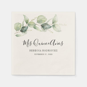 Quinceanera Eucalyptus Greenery 15th Birthday Napkin
