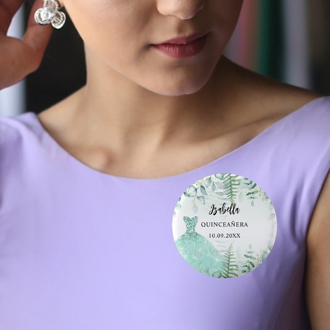 Quinceanera eucalyptus greenry woodland 3 cm round badge (Creator Uploaded)