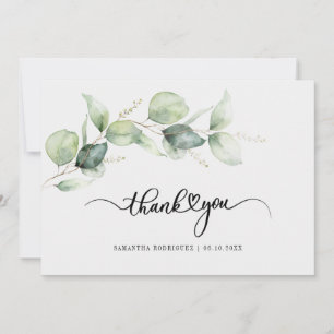 Quinceanera Eucalyptus Hand-Lettered Thank You Invitation