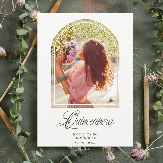 Quinceañera Fancy Arch Effect Wisteria Flowers Invitation (Creator Uploaded)