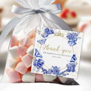 Quinceanera Favour Tags Butterfly Royal Blue Flora