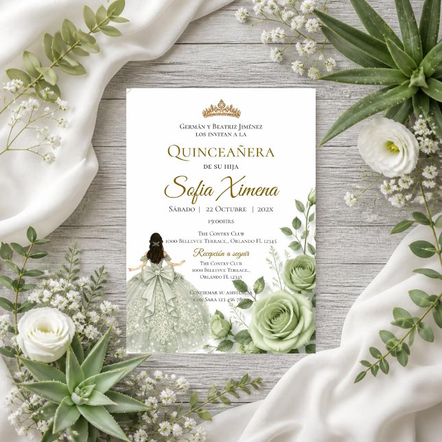Quinceañera floral greenery invitation (Creator Uploaded)