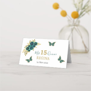 Quinceañera Floral Greenery Place Card