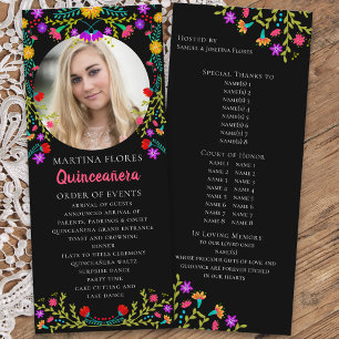 Quinceanera Floral Mexican Fiesta Black Photo Programme