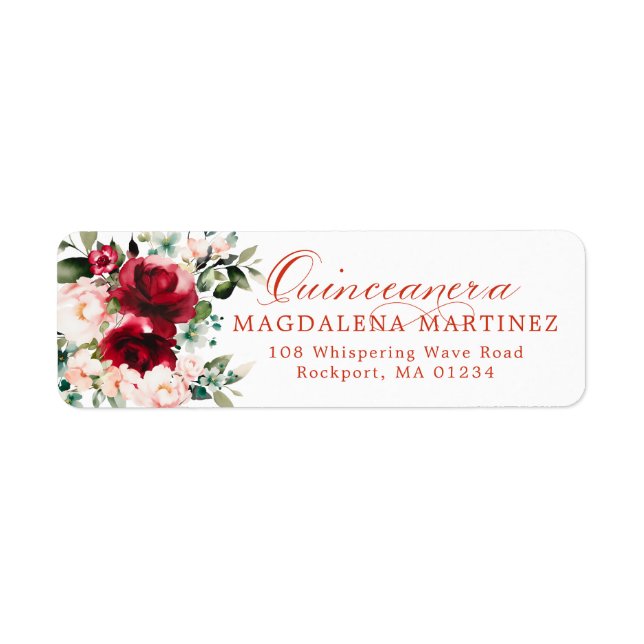 Quinceanera Floral Return Address Label (Front)