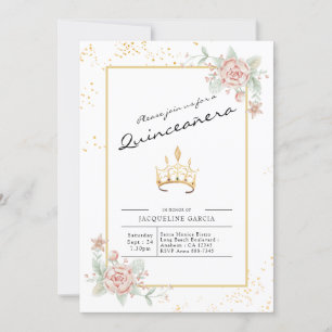 Quinceañera Floral Script 15th Birthday Invitation