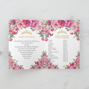 Quinceañera Fuchsia Padrinos Church Events Program Programme