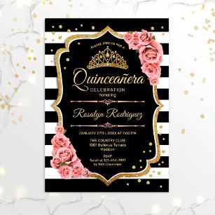 Quinceanera - Gold Black Blush Pink Invitation