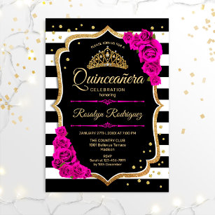 Quinceanera - Gold Black Pink Invitation