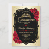 Quinceanera - Gold Black Red Invitation (Front)