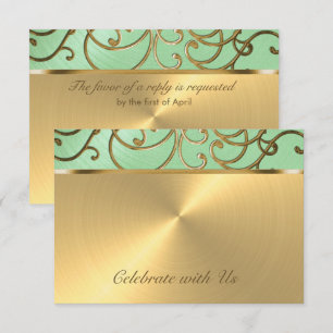 Quinceañera Gold Filigree Swirls Invitation