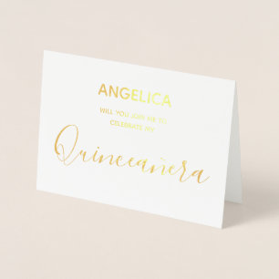 Quinceañera  Gold Personalised Invitation