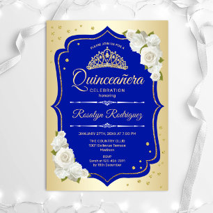Quinceanera - Gold Royal Blue Invitation