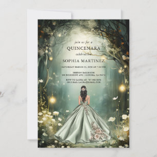 Quinceanera Gown Enchanted Forest Portal Invitation