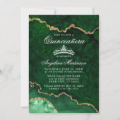 Quinceanera Green Gold Marble Agate Geode Invitation (Front)