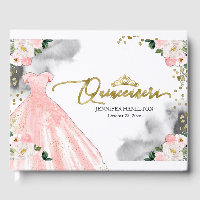 Quinceanera Guest Book Blush Dress Floral
