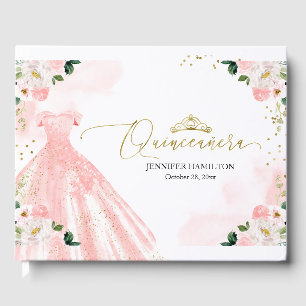 Quinceanera Guest Book Blush Dress Floral