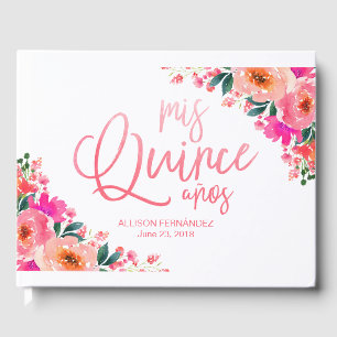 Quinceanera Guest Book Hot Pink Floral