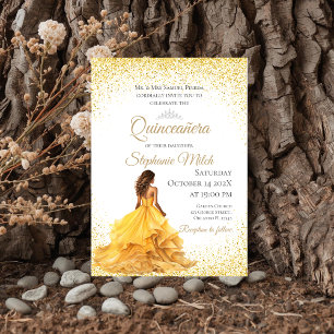 Quinceanera Guest Yellow Invitation