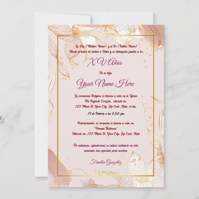 Quinceañera Invitation (Front)