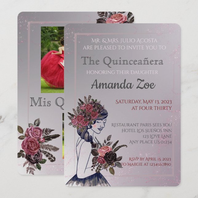 Quinceañera invitation (Front/Back)