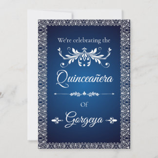 Quinceañera invitation card (navy)