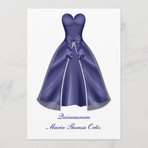 Quinceanera Invitation Elegant Blue Gown Invite