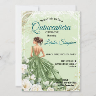 Quinceañera invitation Elegant Green