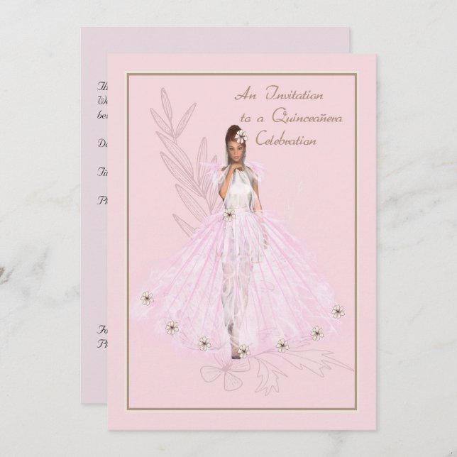 Quinceanera Invitation for Young Girl (Front/Back)