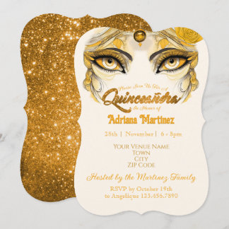 Quinceañera Invitation Gold Glitter
