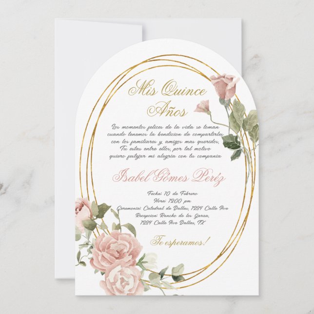 Quinceanera invitation in Spanish (Front)