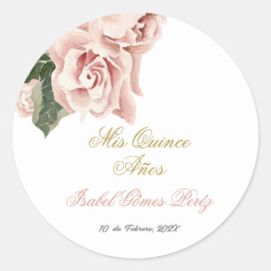 Quinceanera invitation in Spanish Classic Round Sticker