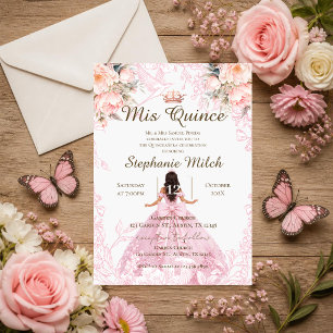 Quinceanera Invitation pink floral