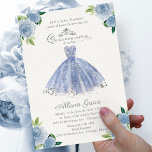 Quinceanera Invitation Spanish Blue Gown Floral<br><div class="desc">Quinceanera Invitation Spanish Blue Gown Floral</div>