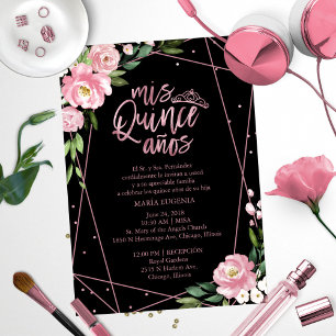 Quinceanera Invitation Spanish Blush Rose Gold