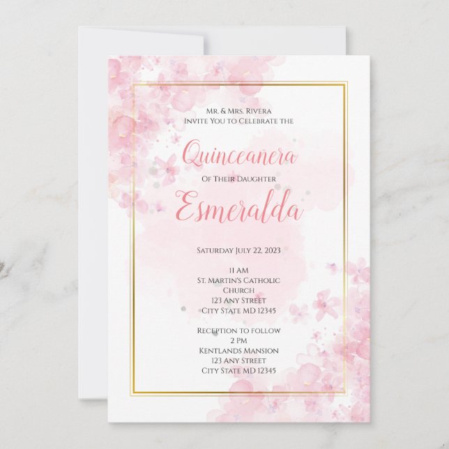Quinceañera Invitation, Sweet 15 Invite (Front)