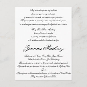 Quinceanera Invitations in Spanish 4.25 x 5.5