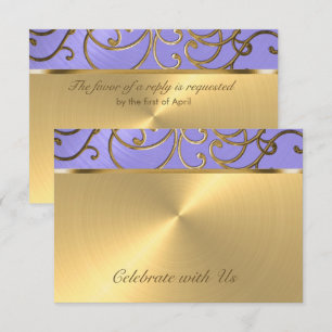 Quinceanera Lavender Purple and Gold Filigree Invitation
