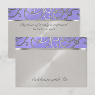 Quinceanera Lavender Purple Silver Filigree Swirls Invitation