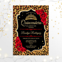 Quinceanera - Leopard Print Gold Red