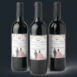 Quinceañera Lilac Blush Floral Twins Boy Girl Wine Label<br><div class="desc">(c) The Happy Cat Studio</div>