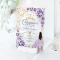 Quinceanera Lilac Purple Gold Floral