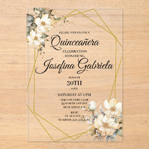 Quinceanera Magnolia Acrylic Invitations